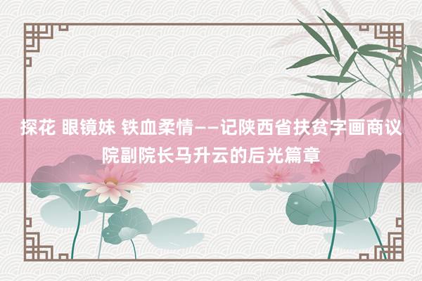 探花 眼镜妹 铁血柔情——记陕西省扶贫字画商议院副院长马升云的后光篇章