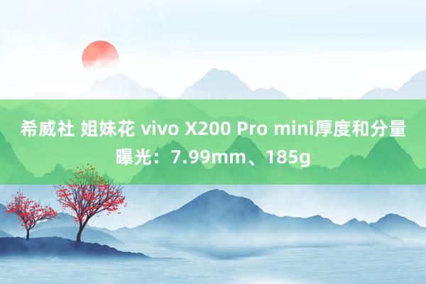 希威社 姐妹花 vivo X200 Pro mini厚度和分量曝光：7.99mm、185g