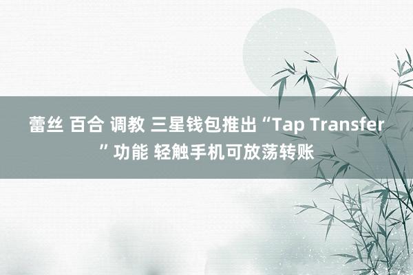 蕾丝 百合 调教 三星钱包推出“Tap Transfer”功能 轻触手机可放荡转账