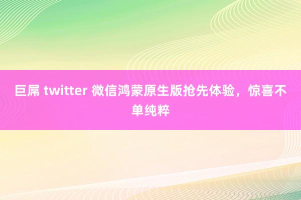 巨屌 twitter 微信鸿蒙原生版抢先体验，惊喜不单纯粹