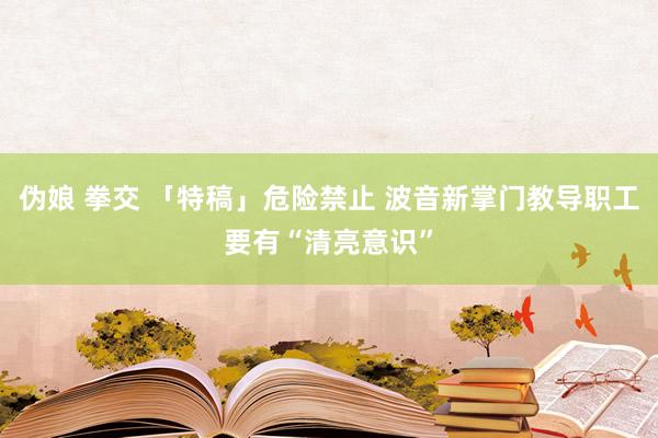 伪娘 拳交 「特稿」危险禁止 波音新掌门教导职工要有“清亮意识”