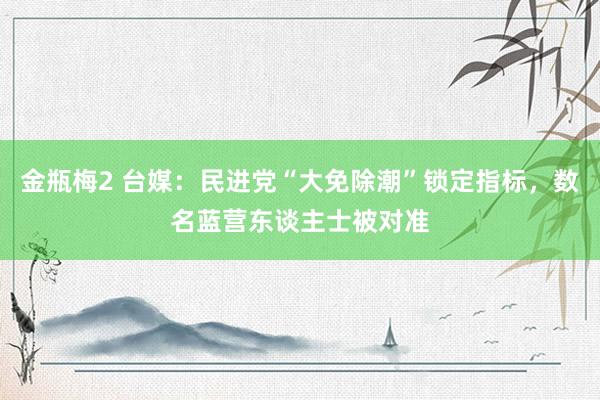 金瓶梅2 台媒：民进党“大免除潮”锁定指标，数名蓝营东谈主士被对准