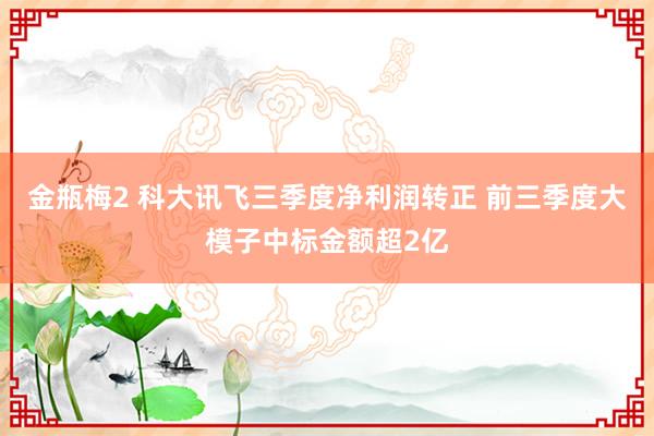 金瓶梅2 科大讯飞三季度净利润转正 前三季度大模子中标金额超2亿