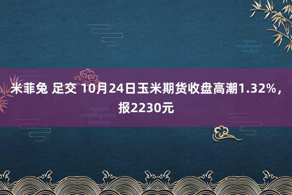 米菲兔 足交 10月24日玉米期货收盘高潮1.32%，报2230元