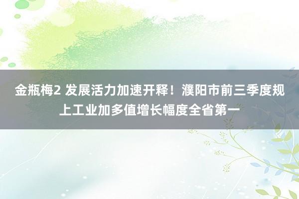 金瓶梅2 发展活力加速开释！濮阳市前三季度规上工业加多值增长幅度全省第一