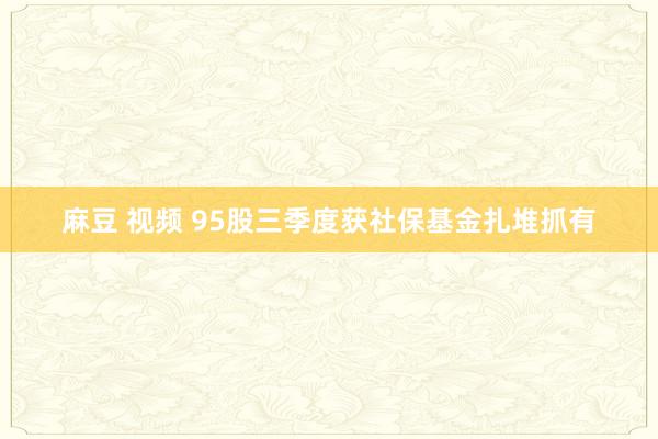 麻豆 视频 95股三季度获社保基金扎堆抓有