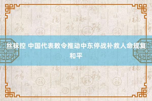 丝袜控 中国代表敕令推动中东停战补救人命规复和平