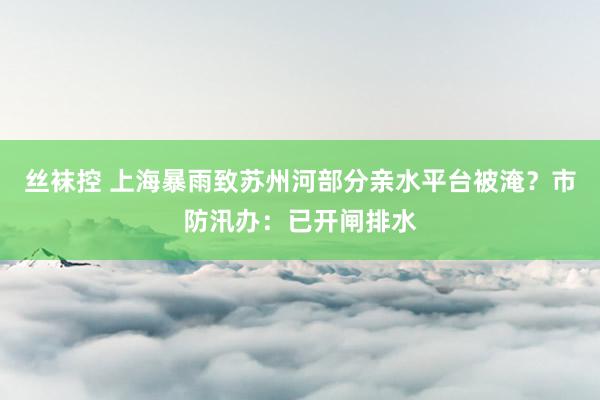 丝袜控 上海暴雨致苏州河部分亲水平台被淹？市防汛办：已开闸排水