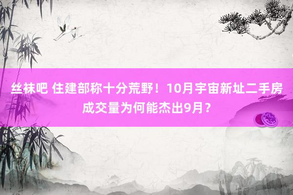 丝袜吧 住建部称十分荒野！10月宇宙新址二手房成交量为何能杰出9月？