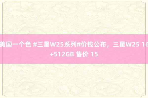 美国一个色 #三星W25系列#价钱公布，三星W25 16+512GB 售价 15