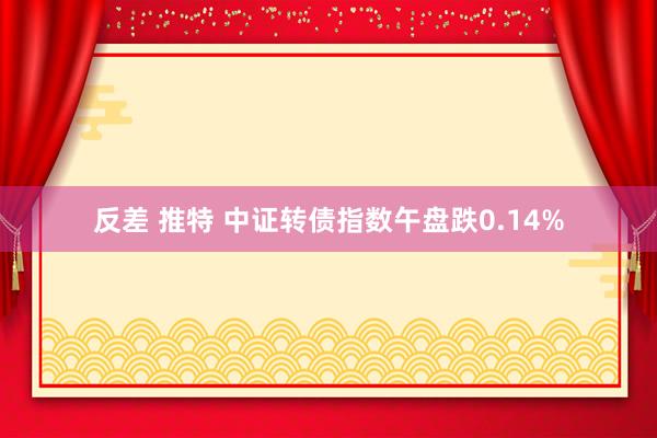 反差 推特 中证转债指数午盘跌0.14%