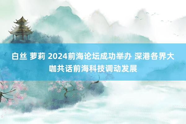 白丝 萝莉 2024前海论坛成功举办 深港各界大咖共话前海科技调动发展