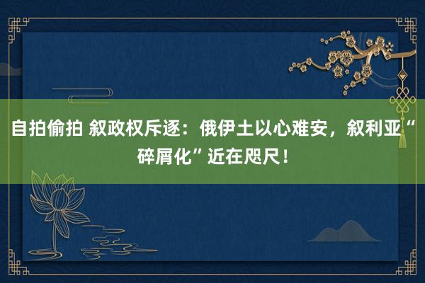 自拍偷拍 叙政权斥逐：俄伊土以心难安，叙利亚“碎屑化”近在咫尺！