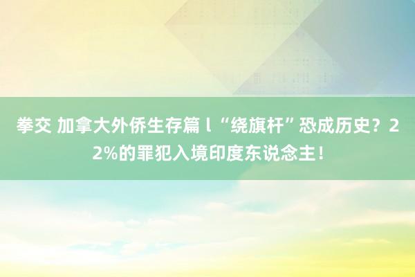 拳交 加拿大外侨生存篇 l “绕旗杆”恐成历史？22%的罪犯入境印度东说念主！