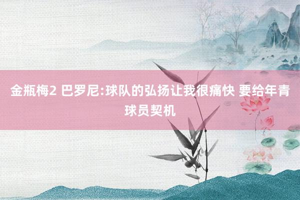 金瓶梅2 巴罗尼:球队的弘扬让我很痛快 要给年青球员契机