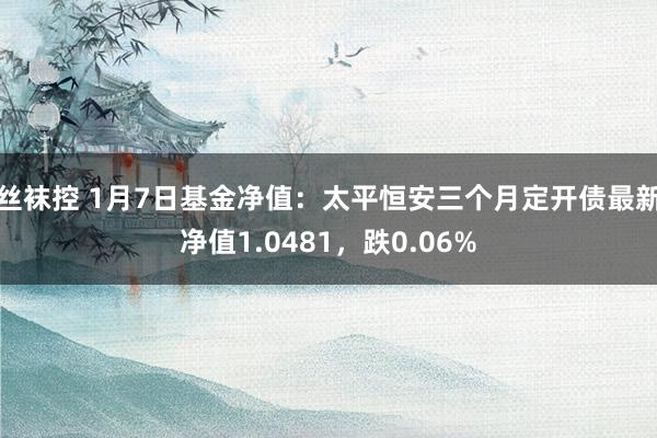 丝袜控 1月7日基金净值：太平恒安三个月定开债最新净值1.0481，跌0.06%