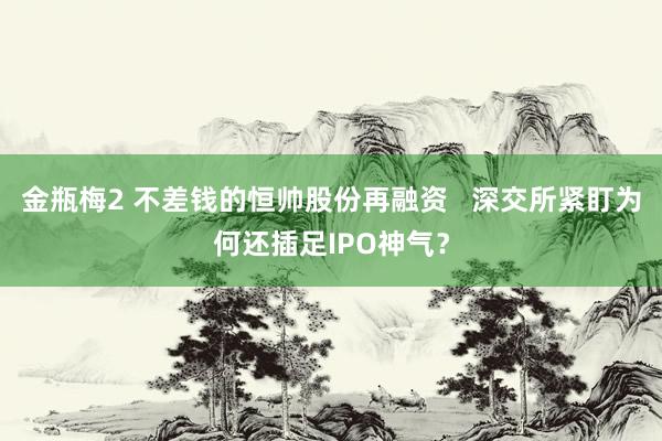 金瓶梅2 不差钱的恒帅股份再融资   深交所紧盯为何还插足IPO神气？