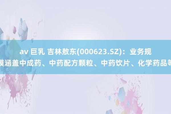 av 巨乳 吉林敖东(000623.SZ)：业务规模涵盖中成药、中药配方颗粒、中药饮片、化学药品等