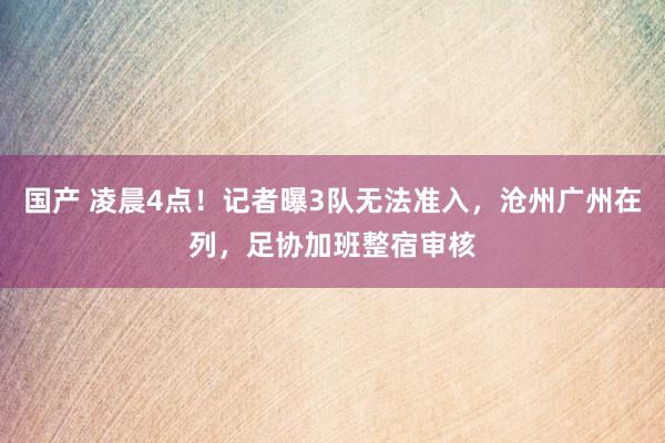 国产 凌晨4点！记者曝3队无法准入，沧州广州在列，足协加班整宿审核