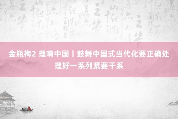 金瓶梅2 理响中国丨鼓舞中国式当代化要正确处理好一系列紧要干系