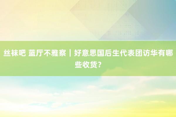 丝袜吧 蓝厅不雅察｜好意思国后生代表团访华有哪些收货？