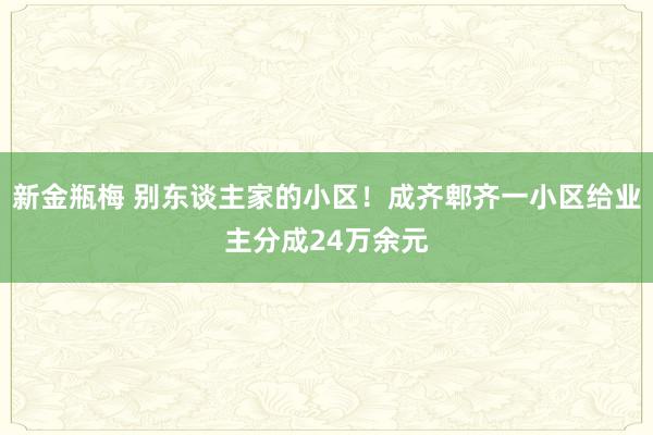 新金瓶梅 别东谈主家的小区！成齐郫齐一小区给业主分成24万余元