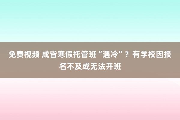 免费视频 成皆寒假托管班“遇冷”？有学校因报名不及或无法开班